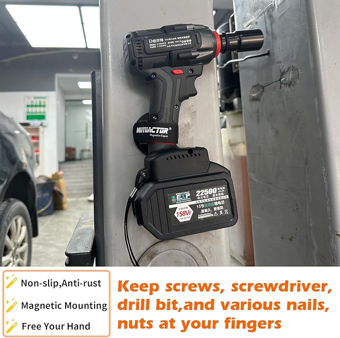 MUTUACTOR Magnetic Tool Holder - Heavy Duty, Quick Response, for Cordless Drills, Impact Wrenches, Screws, Bits, Nails & Hardware (1 Set)