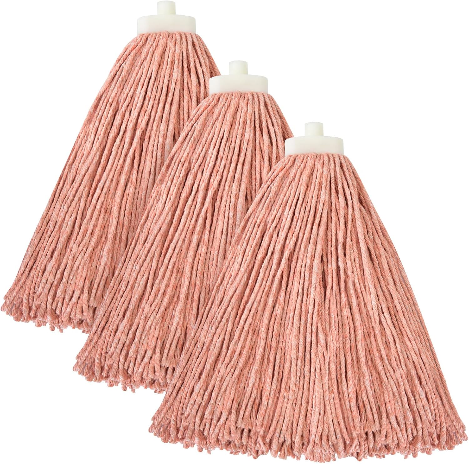 Matthew Cleaning Screw-on Heavy Duty Cotton Wet Mop Replacement Heads(Orange, Medium,3Pack) with 2 Pack Microfiber Cloth for Residential & Commercial Floor Cleaning Use- Fit Standard American Screw