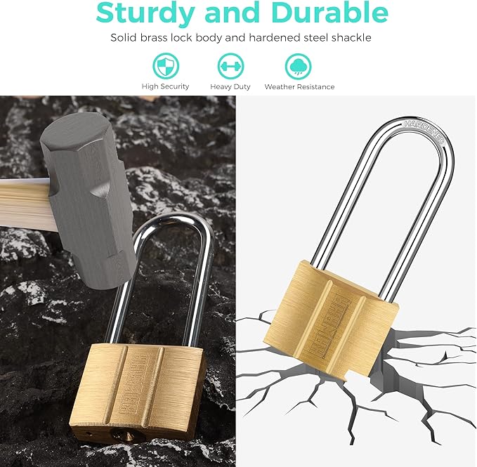 US-81/40L-2P Long Shackle Keyed Padlock (Keyed Alike, Waterproof, Solid Brass Lock) for Sheds, Storage Unit, School, Gym Locker, Fence, Toolbox, Hasp, Storage- 1-9/16 in. (40 mm L) *2