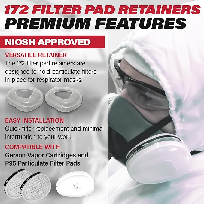 GERSON Respirator Mask, N95 Mask Replacement Filter & Pad Retainers