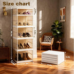 5-Tier Plastic Foldable Storage Cabinet with 3-Side Transparent Panels, Dust-Proof Lightweight Design, Built-in Wheels for Easy Mobility, Space-Saving, Foldable Multifunctional Storage Cabinet