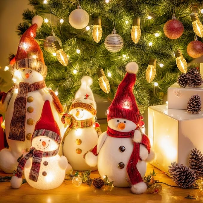 C7 LED Replacement Christmas Light Bulbs, 10 Pack Clear Shatterproof Halloween Bulbs for Outdoor String Lights, Xmas Tree Patio Porch Holiday Party Decor, E12 Candelabra Base, Warm White