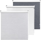 ALLBRIGHT 100% Blackout Roller Blinds Woven Shades with Striped Jacquard, Cordless Window Shades, UV Protection Fabric, Easy-Install for Indoor Home & Office, Grey, 27" W x 72" H