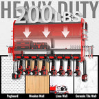 Metal Power Tool Organizer Rack Wall Mount, Garage Tool Drill Storage Shelves with Screwdriver Plier Holder (Red, 8 Drills Holder)