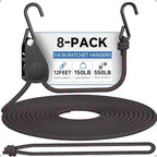 Fondwell 1/4" Retractable Ratchet Straps: 8-Pack Rope Hangers with Protective Soft Loops - Secure Tie Down Ratcheting for Transport