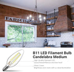 VOLIVO Dimmable E12 LED Candelabra Bulbs 60Watt Equivalent, 5000K Warm White, 500Lumens, 4.5W B11 Vintage Chandelier Light Bulbs, LED Filament Clear Glass Candle Lamp for Ceiling Fan Home, 24Pack