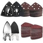 LEILUO 127 Pcs Oscillating Tool Sanding Pad Kit 2Pcs 3-1/2 Inch Triangle Sanding Pads 2Pcs Fingertip Sand Pad 120Pcs Sandpaper 3Pcs Adapters Compatible with DeWalt Dremel Milwaukee and More