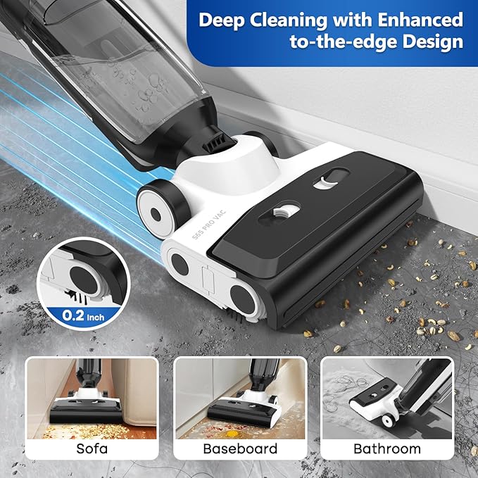 4-in-1 Steam Vacuum Mop - High-Performance Wet Dry Floor Cleaner for Hardwood Floors Carpets, 212°F Steam for Tough Stains, Self-Cleaning LED Display