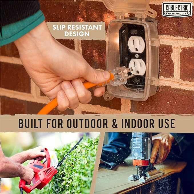 12 Gauge Extension Cord 100 ft, 12/3 SJTW 100 Foot Heavy Duty 3 Prong, Weatherproof Outdoor Power Cord Orange 15 Amp, Great for Major Appliances