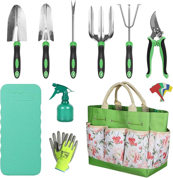 Orientools Gardening Gifts for Women & Men, Garden Tools Set Kit with Bag, 11 Piece Gardening Hand Tools, Allotment Gifts for Gardeners