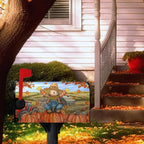 Fall Scarecrow Decorative Mailbox Covers Magnetic Standard Size 21x18 Autumn Pumpkins Maple Leaves Mailbox Wraps Cover Harvest Fall Letterbox Cover for Garden Yard Outdoor Decor