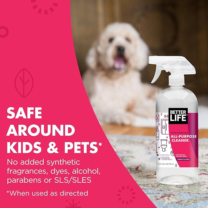 Better Life All Purpose Cleaner - Multipurpose Home and Kitchen Cleaning Spray for Glass, Countertops, Appliances, Upholstery- Multi-surface Spray Cleaner - Currant and Citrus, 32oz (Pack of 1)