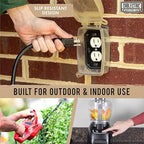 50 Ft Black Oil Resistant Extension Cord for Farms & Ranches - 12/3 SJTOW Heavy Duty 12 Gauge Outdoor Cable with 3 Prong Grounded Plug, 15 AMP