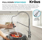 KRAUS Bolden 2-in-1 Commercial Style Pull Down Single Handle Water Filter Kitchen Faucet for Reverse Osmosis or Water Filtration System in Brushed Brass/Matte Black, KFF-1610BBMB