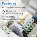 Shelly Pro 3EM (120A) | Wi-Fi & LAN, 3-Phase Smart Energy Meter | 2-Way Consumption | Home Automation | Bluetooth Gateway | Compatible with Alexa & Google Home | No Hub Required | Solar Panels