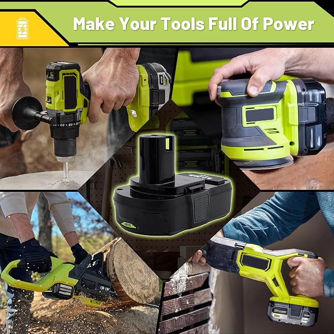 Upgraded 3.8Ah P102 Replacement for Ryobi 18V Battery and Charger Combo Lithium ion Compatible with Ryobi 18V ONE + Battery P108 P103 P104 P105 P107 P109 P122 Cordless Power Tools & Charger P117 P118