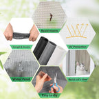 Windows Screen Replacement and Screen Door Repair Kit, 6Pcs Window Screen Fiberglass Mesh Kit - Window Screen & Screen Door Mesh & Screen Porch Repair Kit (White, 48" x 118")