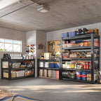 REIBII 3010LBS Storage Shelves 72" H Garage Shelving Heavy Duty Metal Shelving 5 Tier Adjustable Metal Shelves for Storage for Kitchen Pantry Warehouse Basement 72" H x 35.5" W x 16" D, Black