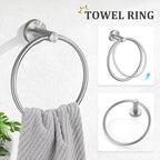 TURS 5 Piece Bathroom Hardware Set Brushed, SUS304 Stainless Steel Bath Towel Bar Set, 24 Inch Bathroom Accessories Kit Wall Mounted