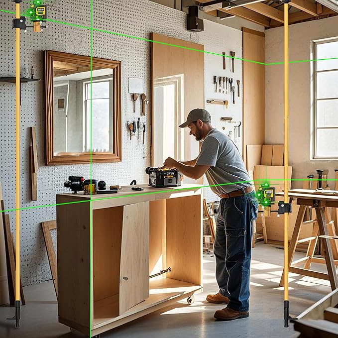 Laser Level Pole 13.8 foot/4.2m With 5/8&1/4 interface screws (6.25 inches/2.36 inches) thread for Rotary and Line Lasers,with multifunctional gimbal