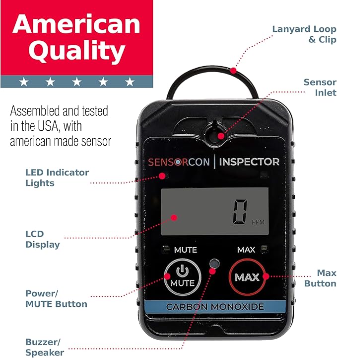 Inspector 2 Portable Carbon Monoxide Detector with Visual & Audio Alerts – Professional-Grade Digital CO Detector for Industrial & Commercial Applications