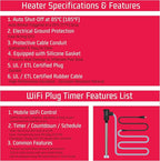 1500W Immersion Water Heater for Pool & Hot Tub – Portable Electric Submersible Heater with Temp Control, Auto Shut-Off, and WiFi Timer for Spa, Bathtub, Above Ground Pool, and Baptistry