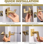 Mega Handles Prime Privacy Lever Door Handle for Hallway, Closet and Bathroom, Keyless Design Door Levers, Fits All Standard Door Sizes, Exposed Screws Included - Satin Brass (1 Pack), 4.29"