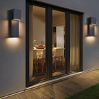 Dusk to Dawn Outdoor Lighting Fixture Wall Mount,Modern Integrated LED 2-Light 17W, Exterior Sensor Front Porch Light,Textured Black,Anti Rust Outside Wall Lights for House,Doorway,Garage