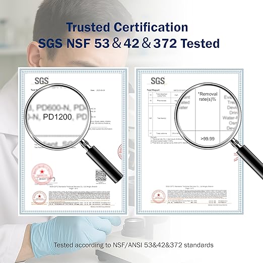 Frizzlife 1200GPD Reverse Osmosis Water Filter, NSF/ANSI 42&58&372 Standards, 11-Stage Tankless RO Water Filtration System, Under Sink, 3:1 Pure to Drain, Smart Faucet, Reduce PFAS, BPA Free, PD1200