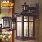 Updated Dusk to Dawn Porch Light, Exterior Light Fixtures Wall Mount Oil Rubbed Bronze, Porch Lights Dusk Dawn Bronze, with E26 Sockets & Tempered Glass, Dusk Till Dawn Outdoor Lighting Fixture