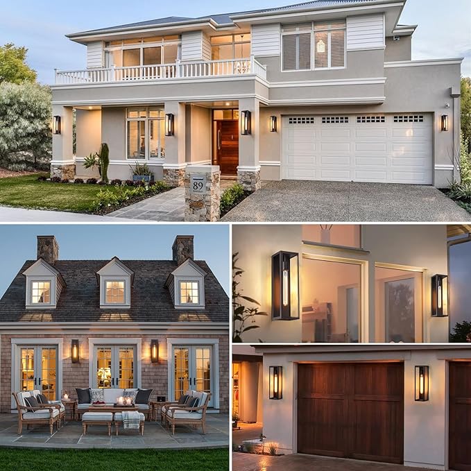 Brown Large Exterior Lighting Fixtures 2Pack, 16'' Waterproof Front Porch Lights Outdoor Wall Sconces, Outdoor Garage Lighting Fixtures Wall Mount for House Coach Carriage Lights Exterior