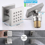 Enga Shower System with Body Jets 12 Inch Ceiling Mounted Rain Shower and Handheld Sprays Brass Full Body Massage Spa Jets Contain Rough-in Shower Valve, Brushed Nickel