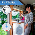 12V Faucet with Switch – German Made 1.5 BAR | Cold Water RV Sink Electric Faucet 360° Swivel Spout, 6A | for Camper Vans, Trailers, Marine Use | Single Hole – 12V Pump Compatible (Black)