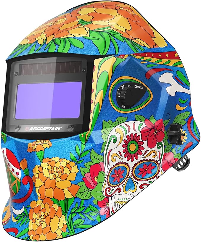 ARCCAPTAIN Welding Helmet Auto Darkening, 1/1/1/1 True Color Welding Hood, 4 Arc Sensor 1/25000s Response Time Solar Powered Weld Hood Helmet, Ghost