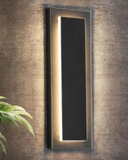 tewei 1 Pack LED Outdoor Wall Lights, 15.7'' Modern Outdoor Indoor Wall Sconce Large Exterior Lighting Fixtures Outside Front Door Lights for House, Hallway, Warm White 3000K, Black with Gold Finish