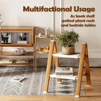 Taranta 2 Step Ladder,Aluminum Lightweight Folding 2 Step Stool with Anti-Slip Wide Pedal, 330lbs Capacity Step Ladder for Household,Kitchen,Office - White Woodgrain