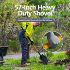 Shovel for Digging, Heavy Duty 57 inch Straight Handled Round Shovel with Non-Slip Tail Cover, Lawn and Yard Tools, Fiberglass Handle(Orange)