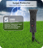 CCCEI Outdoor Power Strip Weatherproof with Stake, Waterproof Extension Cord with Multiple Outlets, Christmas Exterior Garden Decor, Yard, Camping, 4 Plugs, Surge Protector 25FT, Black.