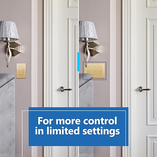 LIDER Minimalist Design Matte Finish Lighted Triple Switch, Combination Frameless Decorator Switch with Locator Light, Ground Terminal, Single Pole, 15A 120-277V, UL Listed, LCS3-1P-GD, Gold