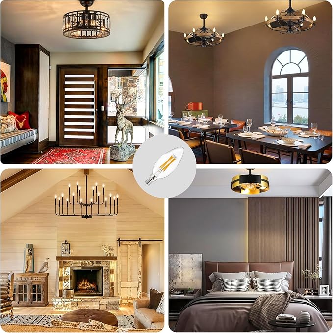 Depuley LED Light Bulbs E12: 24-Pack Candelabra Light Bulb 4W Equivalent 40W - Edison Vintage Bulbs Warmlight 2700K C35 Clear Bulbs 500 LM 80+CRI Non-Dimmable