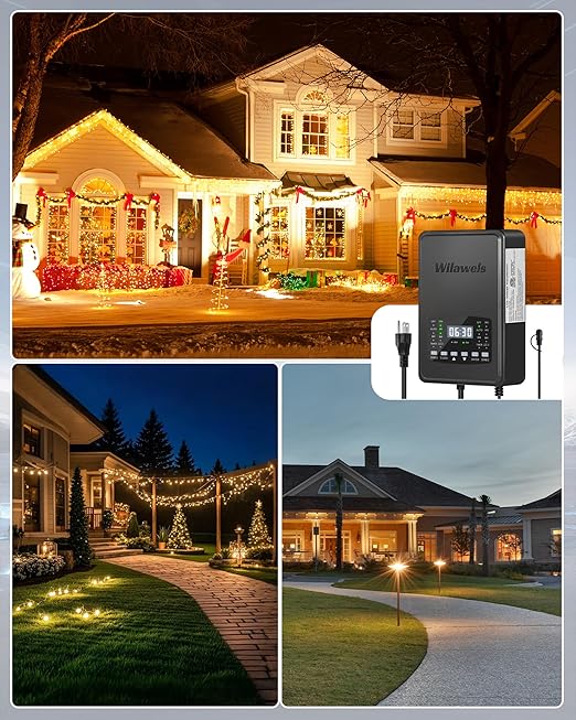 200W Low Voltage Landscape Transformer, 2 Zone Independent Control Landscape Lighting Transformer, 120VAC to 12/14V AC Low Voltage Transformer with Timer & Photocell Sensor ETL Listed D21LT06