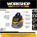 WORKSHOP Wet/Dry Vacs Shop Vacuum WS0255VA 2.5-Gallon 1.75 Peak HP Portable Wet Dry Vacuum Cleaner with Filter Bag, Hose and Attachments for Cleaning in the Home