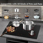 Electric Cooktop 30 Inch, Matte Glass Electric Stove Top 4 Burners with Sensor Touch Control, Fast Heat, Multiple Safety Protection, 6900W with Hard Wire for 220V~240V