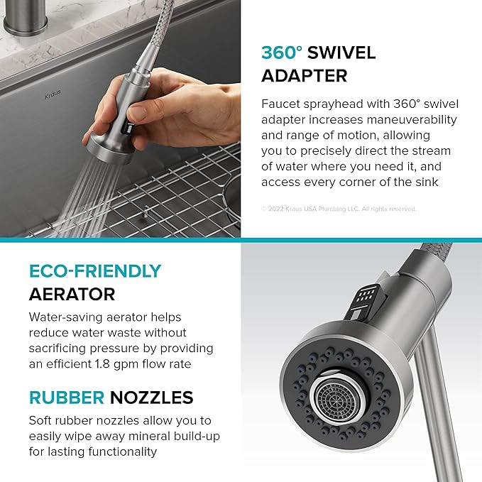 KRAUS Bolden 2-in-1 Commercial Style Pull Down Single Handle Water Filter Kitchen Faucet for Reverse Osmosis or Water Filtration System in Brushed Brass/Matte Black, KFF-1610BBMB