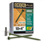 Deck Plus 4 Inch Epoxy Coated Exterior Wood and Fence Screws #10 x 4 Torx/Star Drive Included Coarse Thread, Outdoor Rust Resistant Decking Screw, Green, 1lb Box, 43 Pieces | 48409