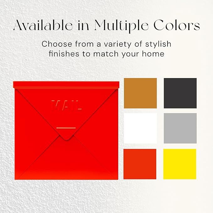 NACH Mailboxes for Outside Wall Mount, 10 x 10 x 4 inch Red Mail Boxes for House Outside, Waterproof Mailboxes for Outside - Chicago Style Mail Box