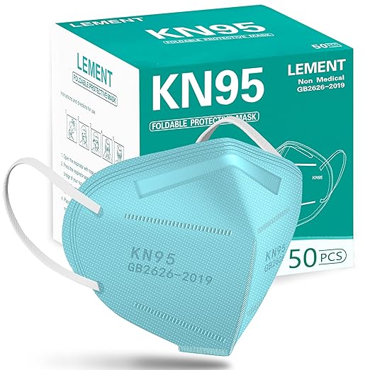 LEMENT KN95 Face Masks 50 Pack,5-Ply Breathable Cup Dust Disposable Masks For Adults,Blue