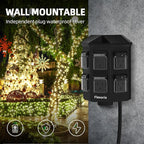 Outdoor Power Stake, 50 Feet Extension Cord Waterproof, Independently Remote Control 3 Sets of Outlets, 6 Grounded Outlets for Garden, Patio, Outdoor Decor, ETL Listed