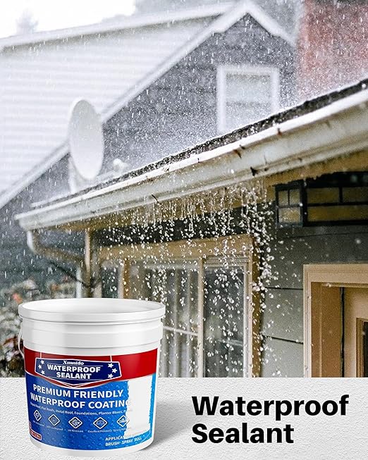 Polyurethane Waterproof Coating, 1 Gallon, White Waterproof Sealant for Roof, Concrete, Wall, Multi-Surface Leak Repair Coating, Durable Water-Based Rubber Sealant Indoor & Outdoor