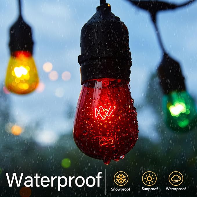 S14 Christmas Replacement Light Bulbs, 20 Pack Glass Edison Vintage Bulbs, 11 Watt, E26 Medium Base, Waterproof Commercial Christmas Bulb for Indoor Outdoor Home Patio Garden Decoration, Multicolor